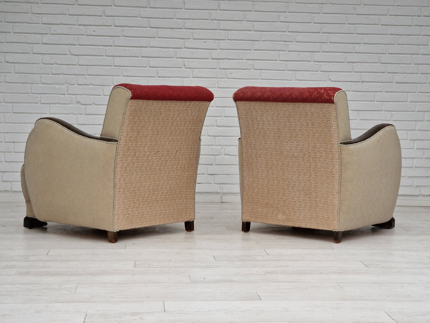 1950s, Scandinavian art deco, pair of two chairs, original condition.