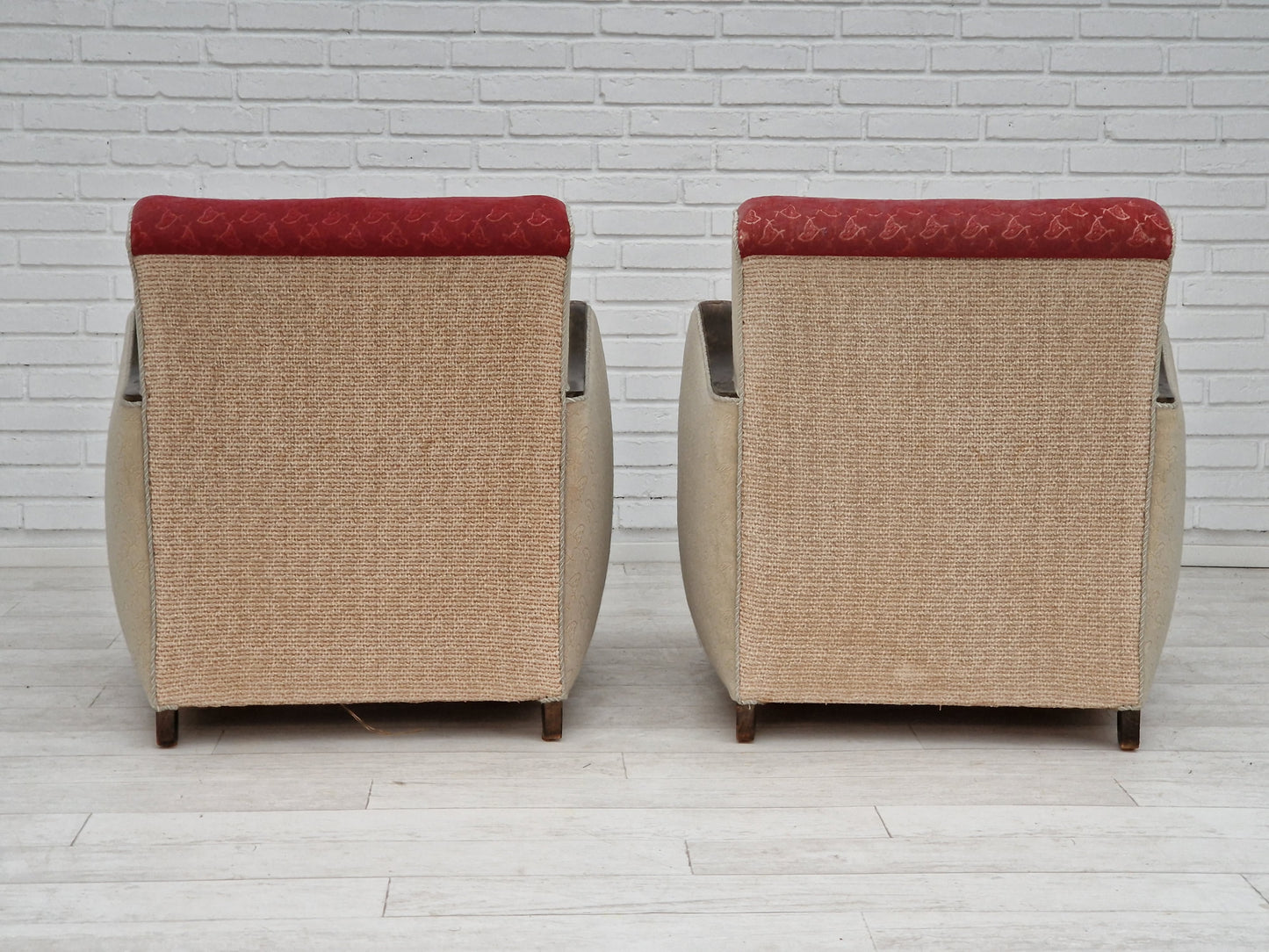 1950s, Scandinavian art deco, pair of two chairs, original condition.