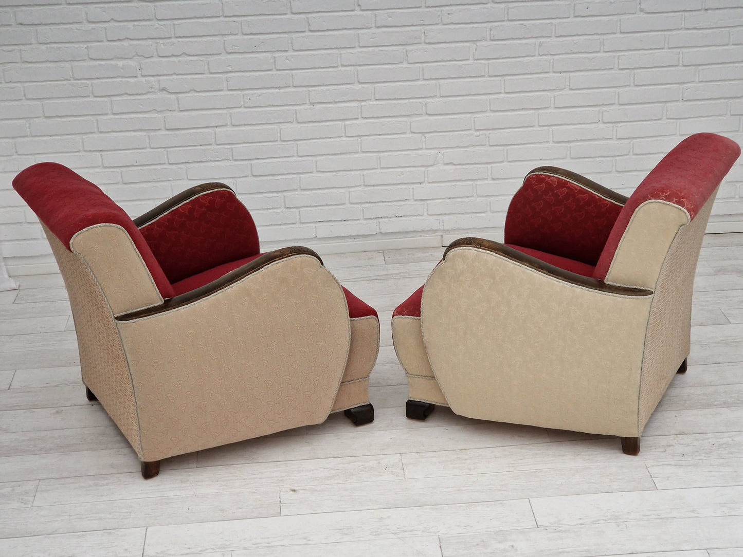 1950s, Scandinavian art deco, pair of two chairs, original condition.