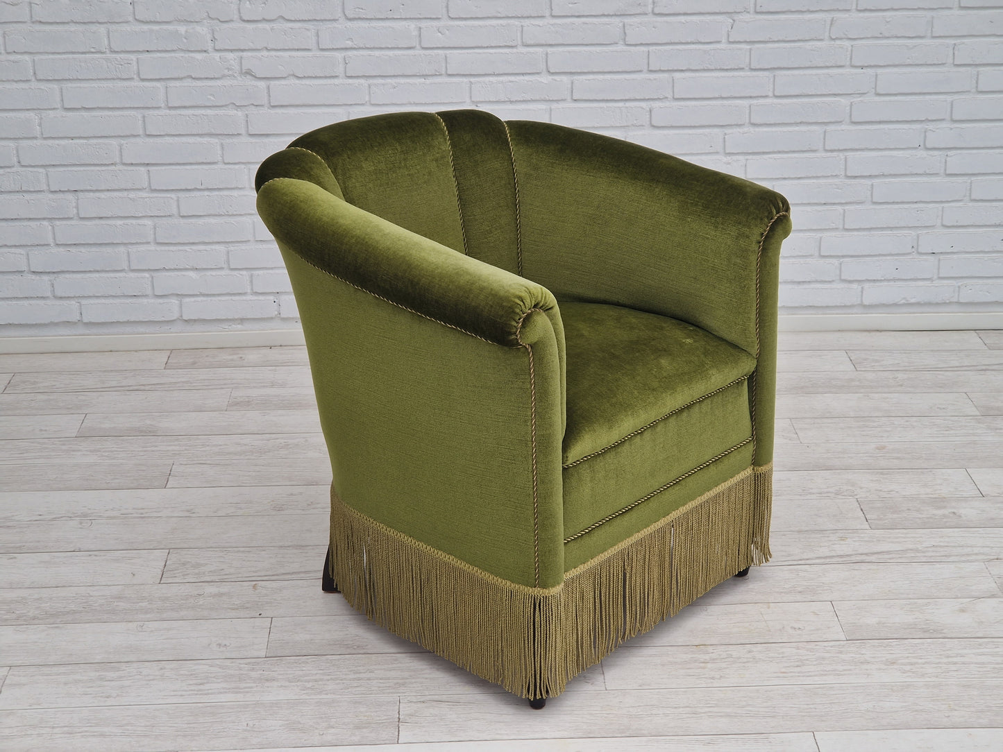 1960s, Danish velour chair, original condition, beech wood.