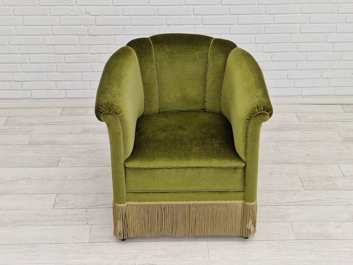 1960s, Danish velour chair, original condition, beech wood.