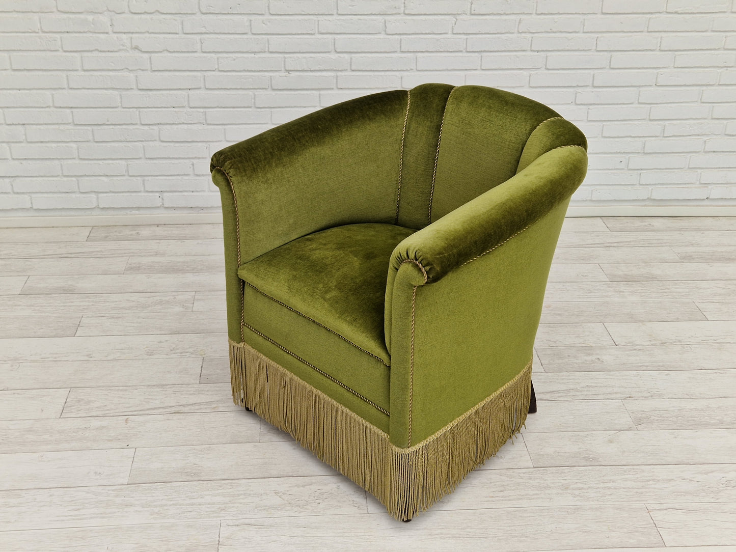 1960s, Danish velour chair, original condition, beech wood.