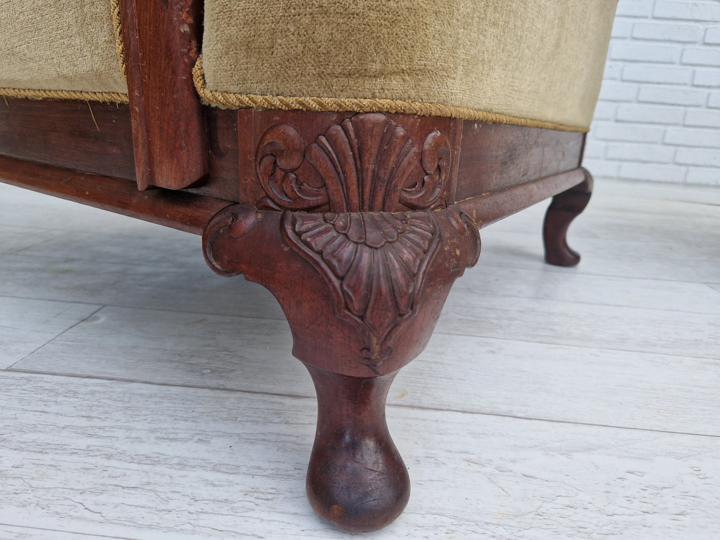 1950s, Danish design, set of armchairs, teak wood, velour, original condition.