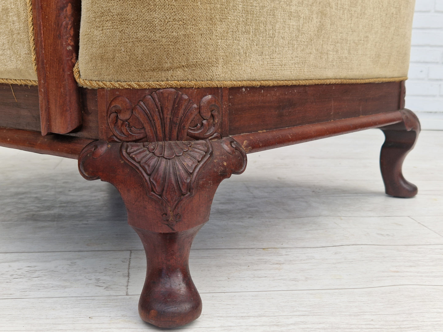 1950s, Danish design, set of armchairs, teak wood, velour, original condition.