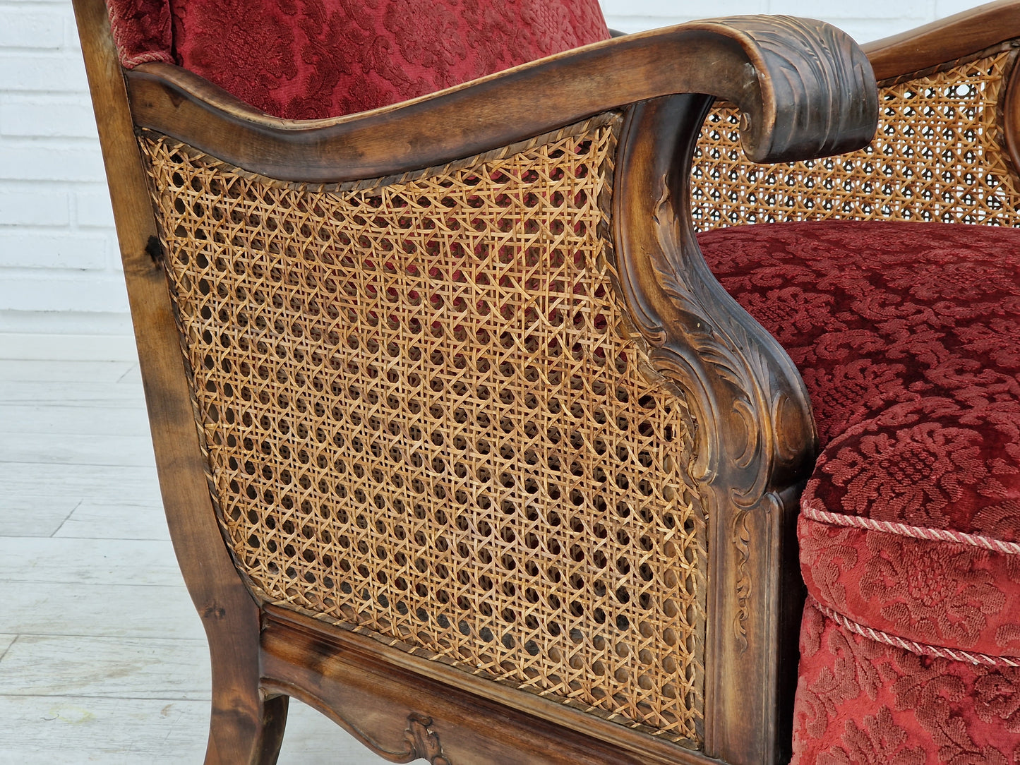 1930s, Danish design, armchair, ash wood, velour, original condition.