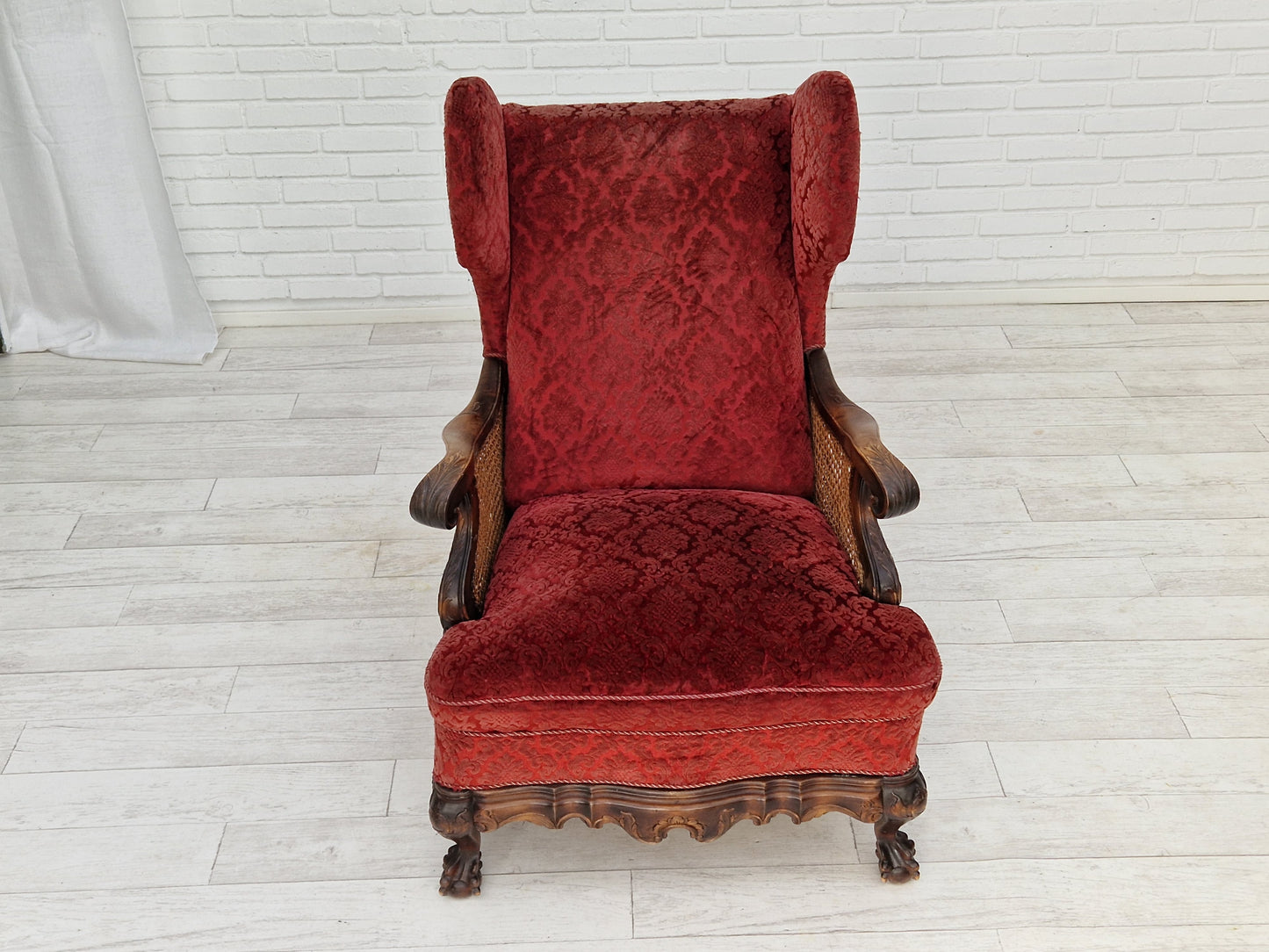 1930s, Danish design, armchair, ash wood, velour, original condition.