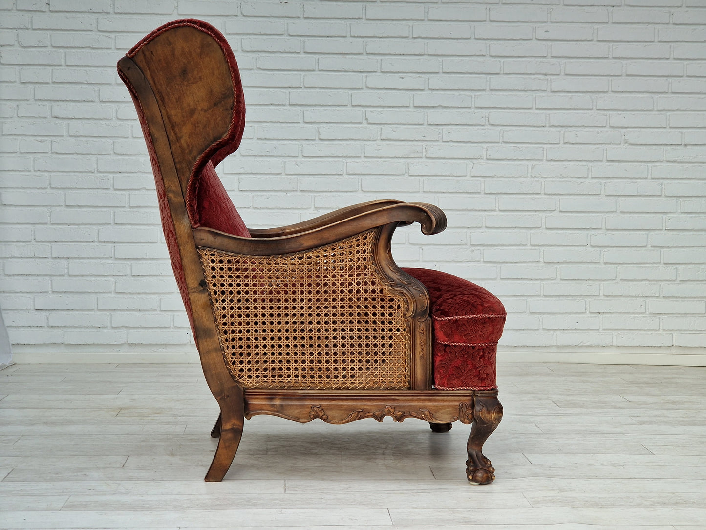 1930s, Danish design, armchair, ash wood, velour, original condition.