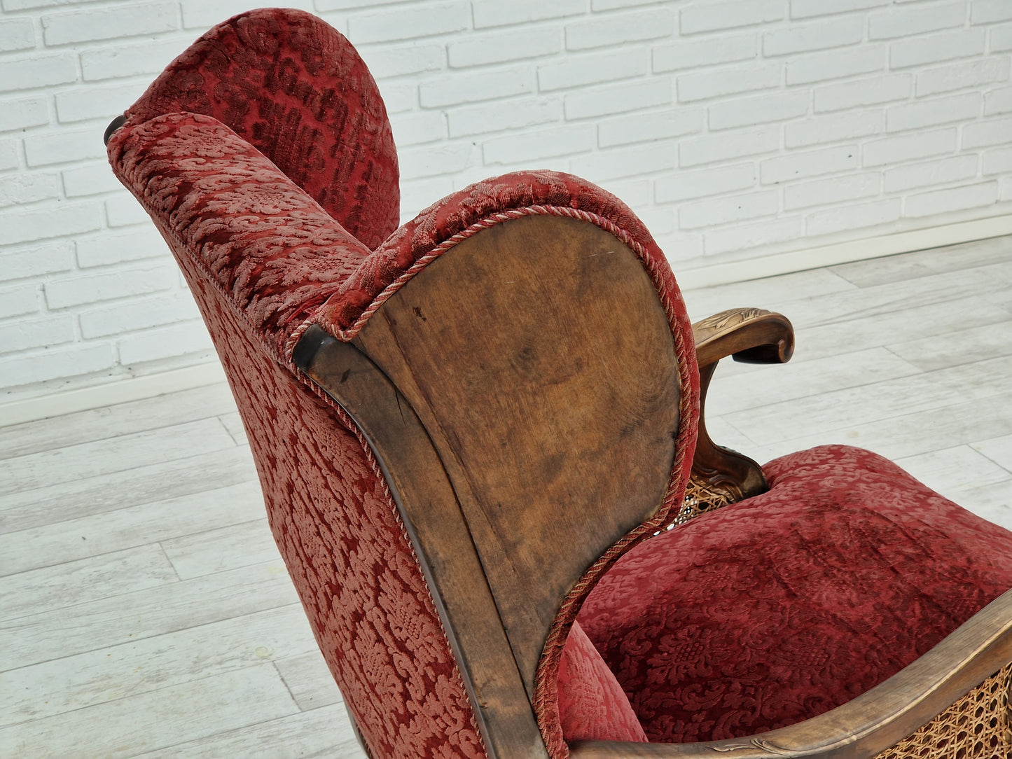 1930s, Danish design, armchair, ash wood, velour, original condition.