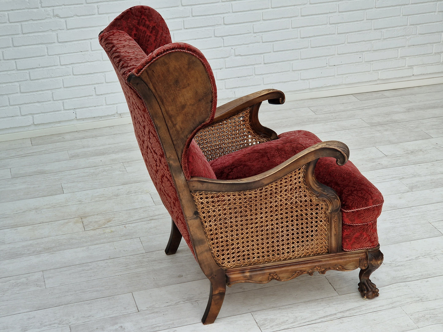 1930s, Danish design, armchair, ash wood, velour, original condition.