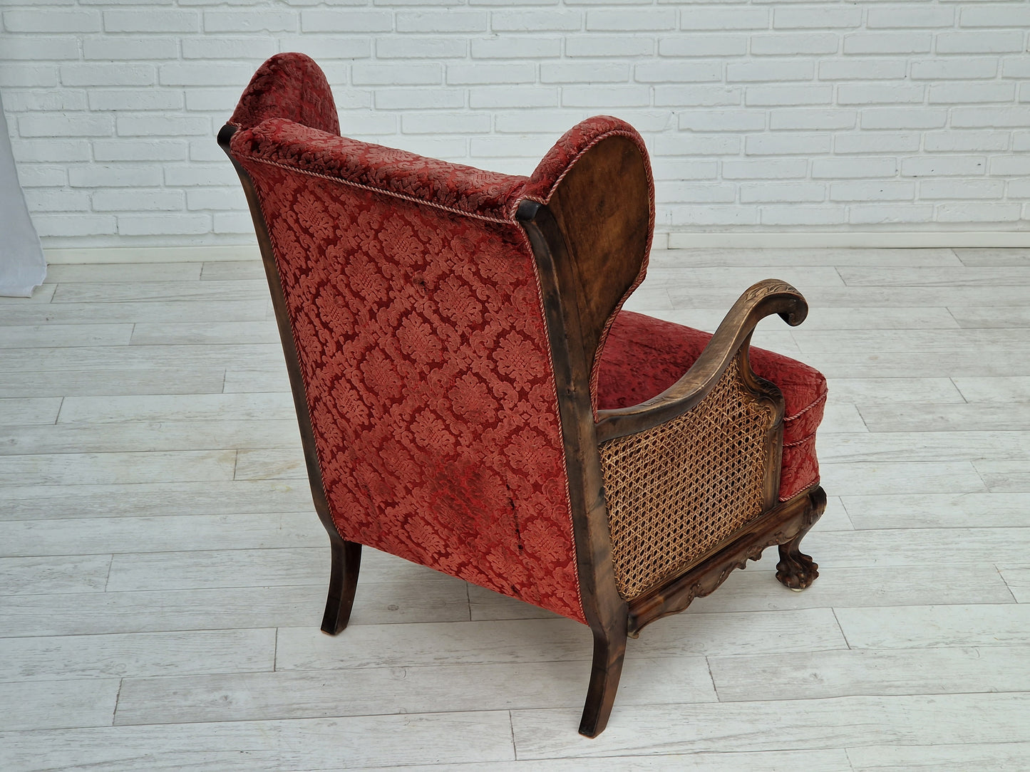 1930s, Danish design, armchair, ash wood, velour, original condition.