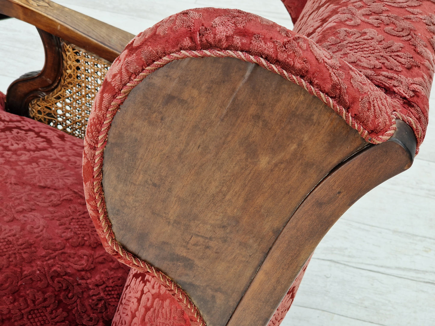 1930s, Danish design, armchair, ash wood, velour, original condition.