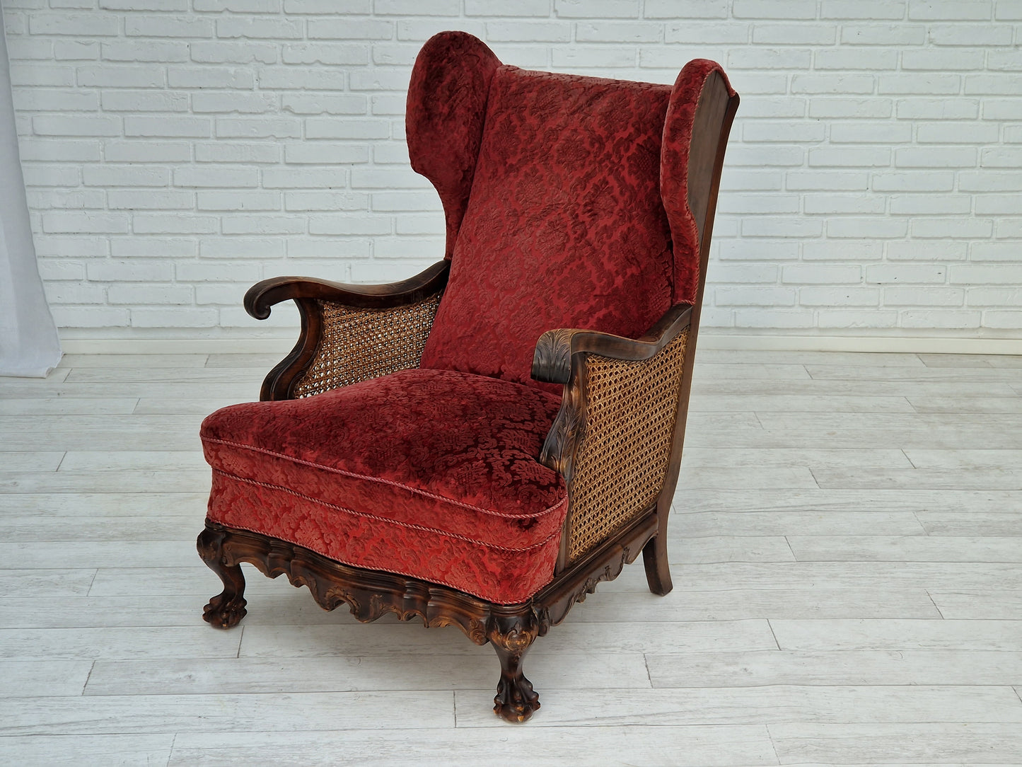 1930s, Danish design, armchair, ash wood, velour, original condition.