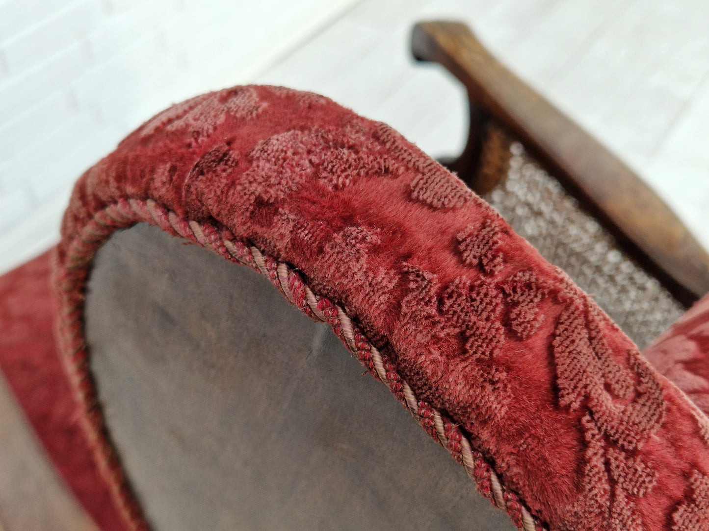 1930s, Danish design, armchair, ash wood, velour, original condition.