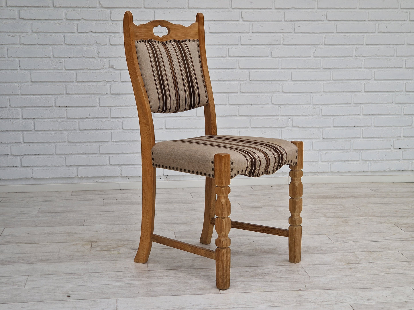 1970s, Danish design, dinning set of table and four chairs, oak wood, wool.