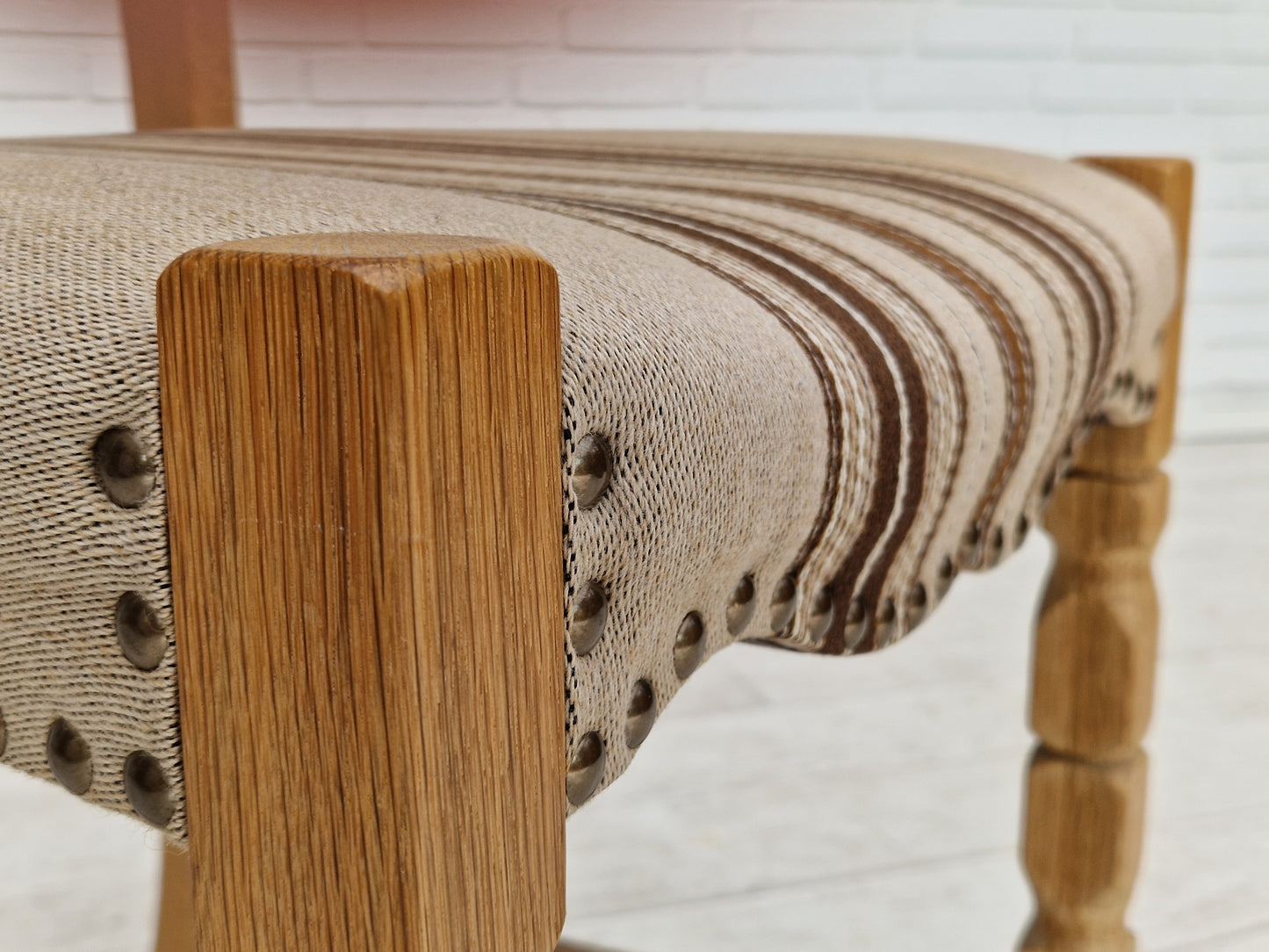 1970s, Danish design, dinning set of table and four chairs, oak wood, wool.