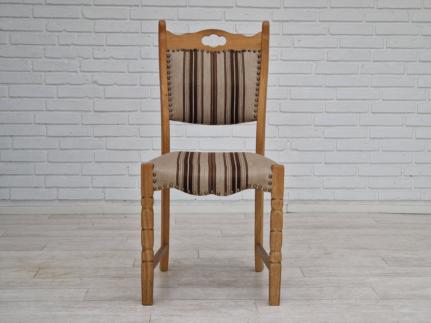 1970s, Danish design, dinning set of table and four chairs, oak wood, wool.