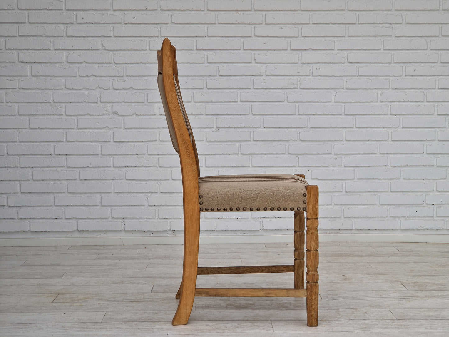 1970s, Danish design, dinning set of table and four chairs, oak wood, wool.