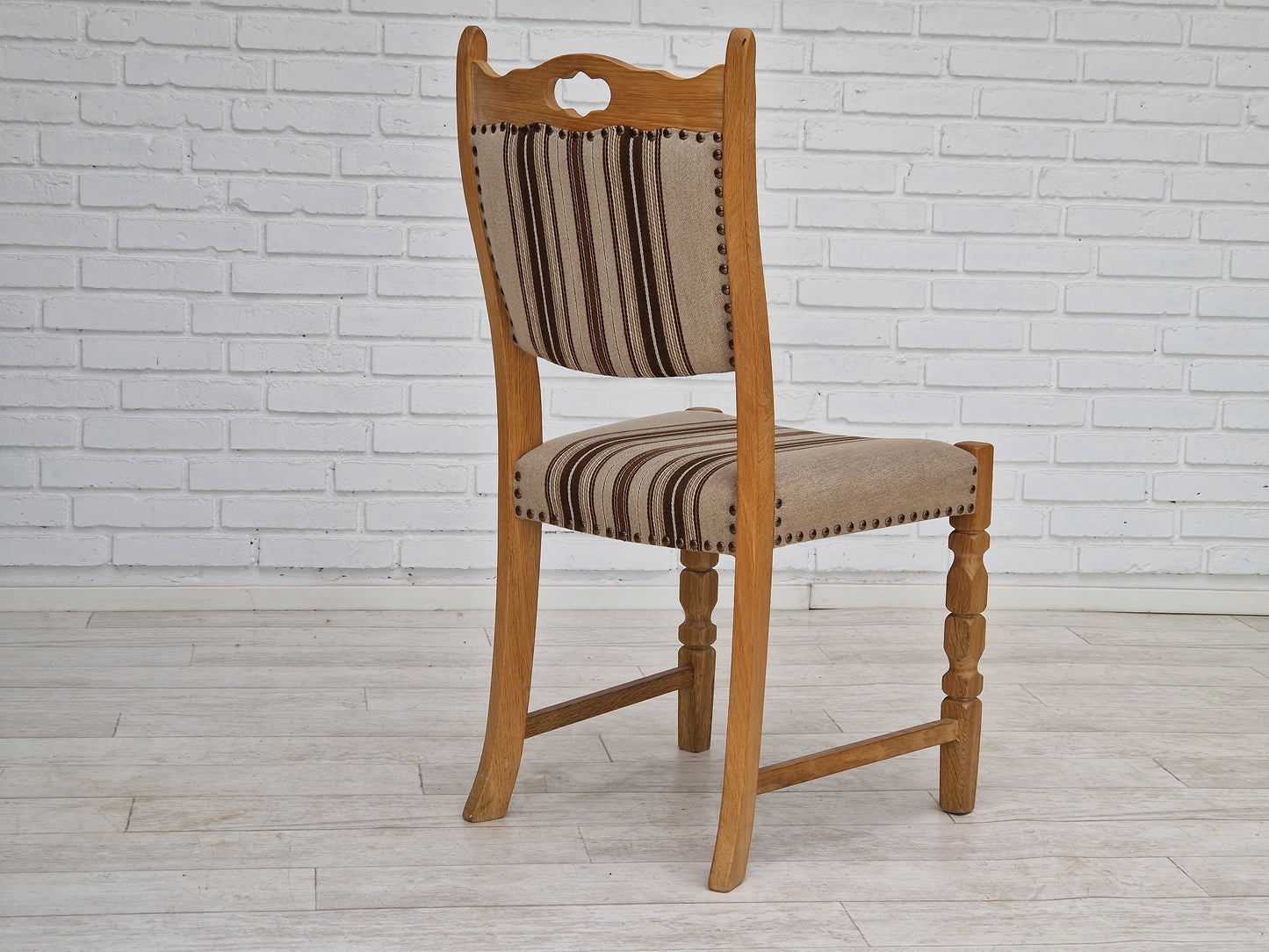 1970s, Danish design, dinning set of table and four chairs, oak wood, wool.