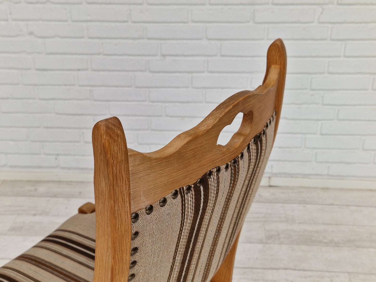 1970s, Danish design, dinning set of table and four chairs, oak wood, wool.