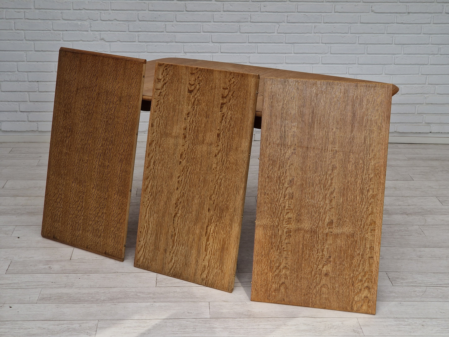 1970s, Danish design, dinning set of table and four chairs, oak wood, wool.