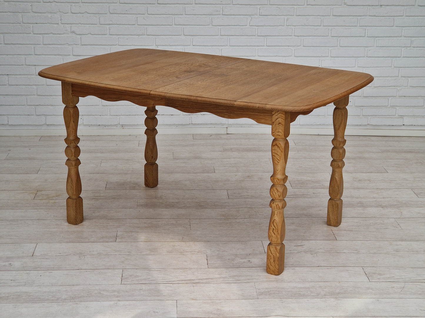 1970s, Danish design, dinning set of table and four chairs, oak wood, wool.