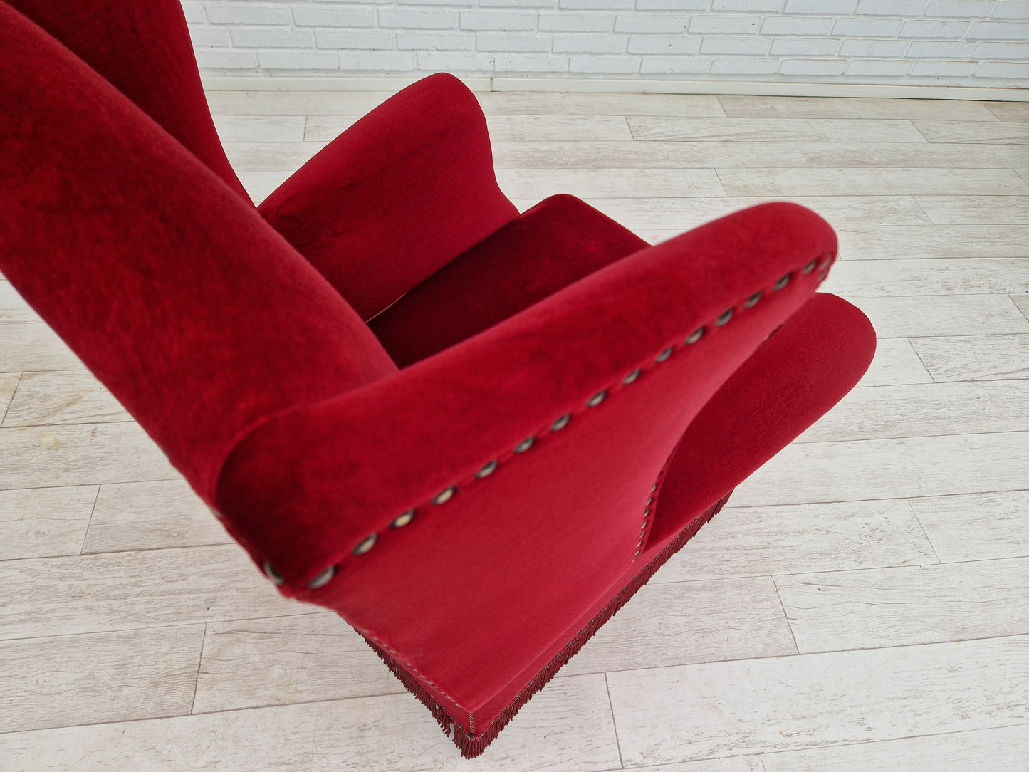 1960-70s, Danish design, dark red velour, original condition.