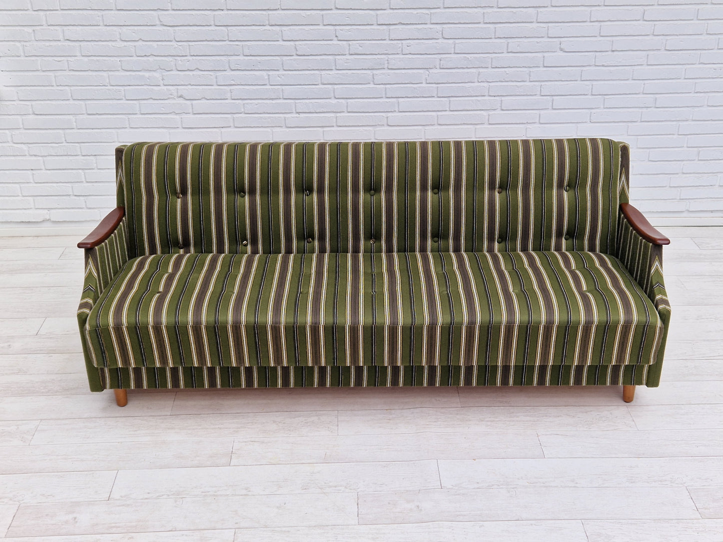 1960s, Danish 3 seater folded sleeping sofa, original very good condition.