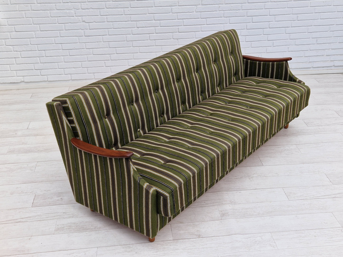 1960s, Danish 3 seater folded sleeping sofa, original very good condition.