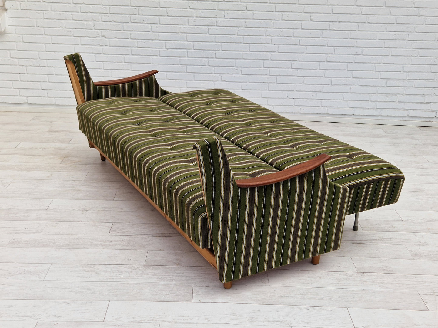 1960s, Danish 3 seater folded sleeping sofa, original very good condition.