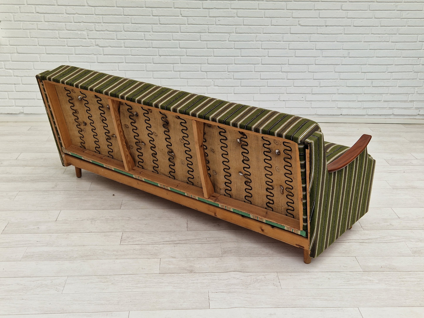 1960s, Danish 3 seater folded sleeping sofa, original very good condition.