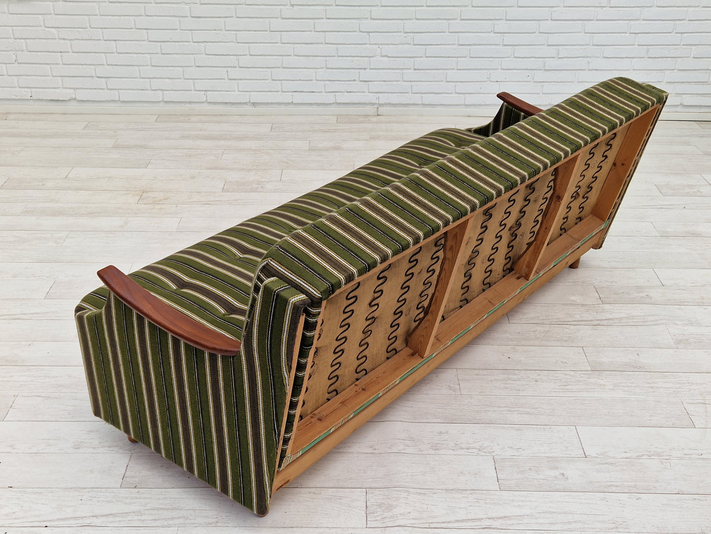 1960s, Danish 3 seater folded sleeping sofa, original very good condition.