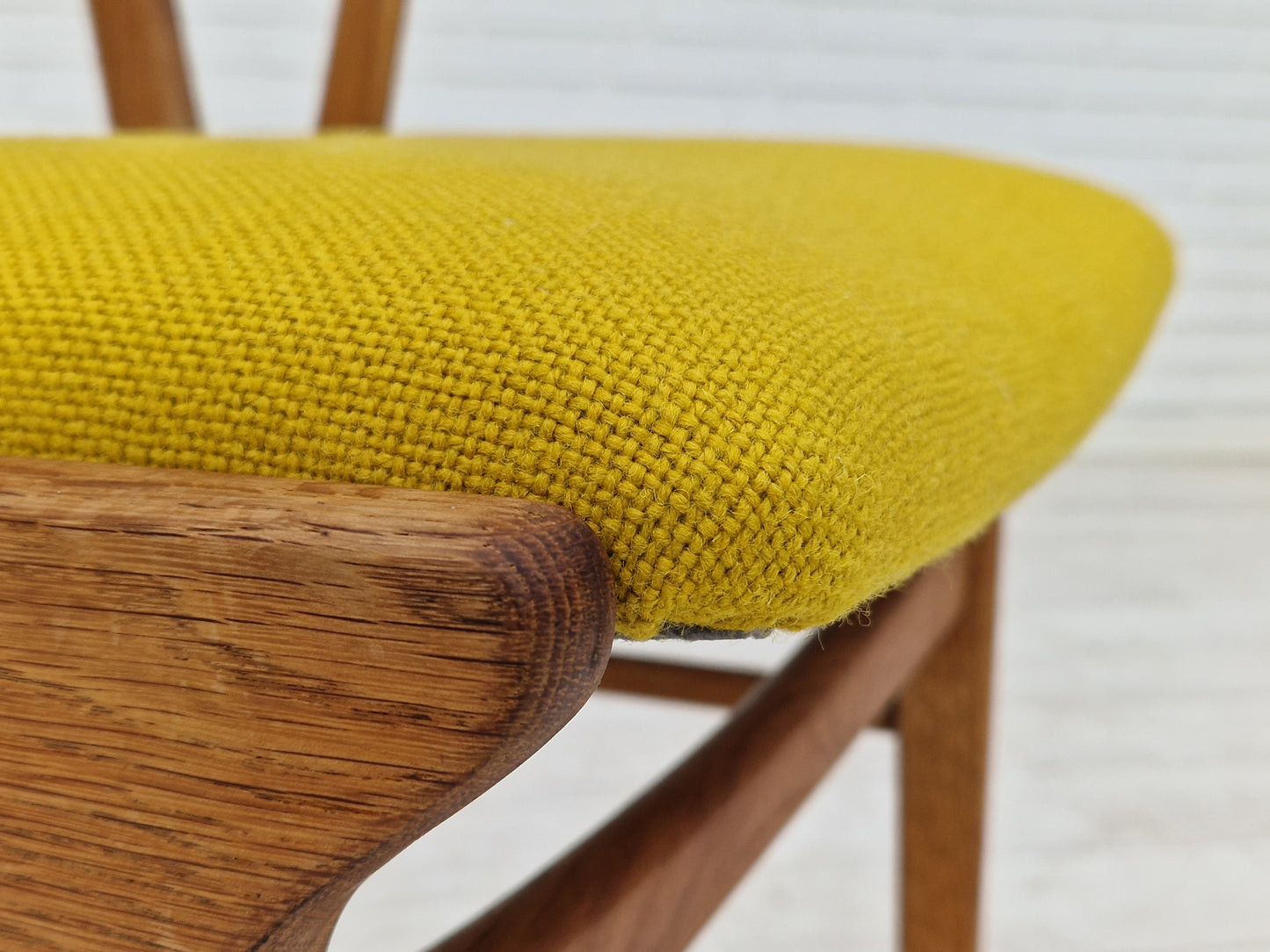 1960s, Danish design, restored armchair, Kvadrat wool, oak wood.