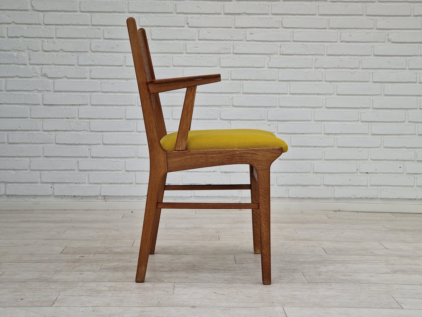 1960s, Danish design, restored armchair, Kvadrat wool, oak wood.