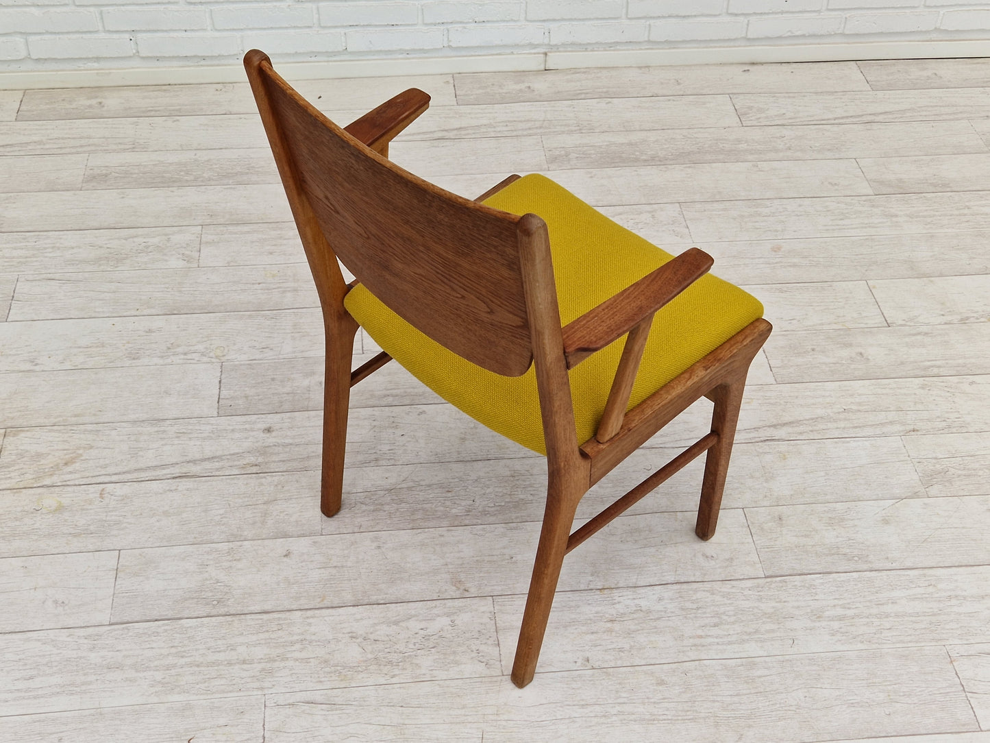 1960s, Danish design, restored armchair, Kvadrat wool, oak wood.