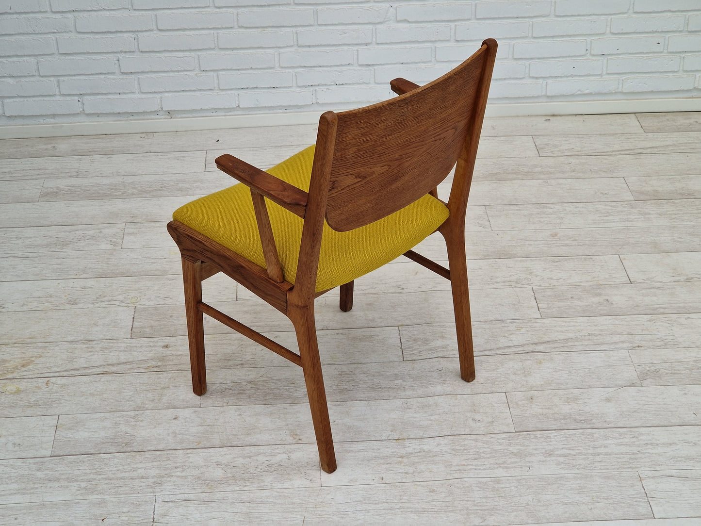 1960s, Danish design, restored armchair, Kvadrat wool, oak wood.