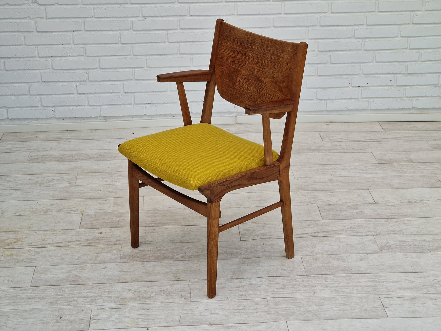 1960s, Danish design, restored armchair, Kvadrat wool, oak wood.