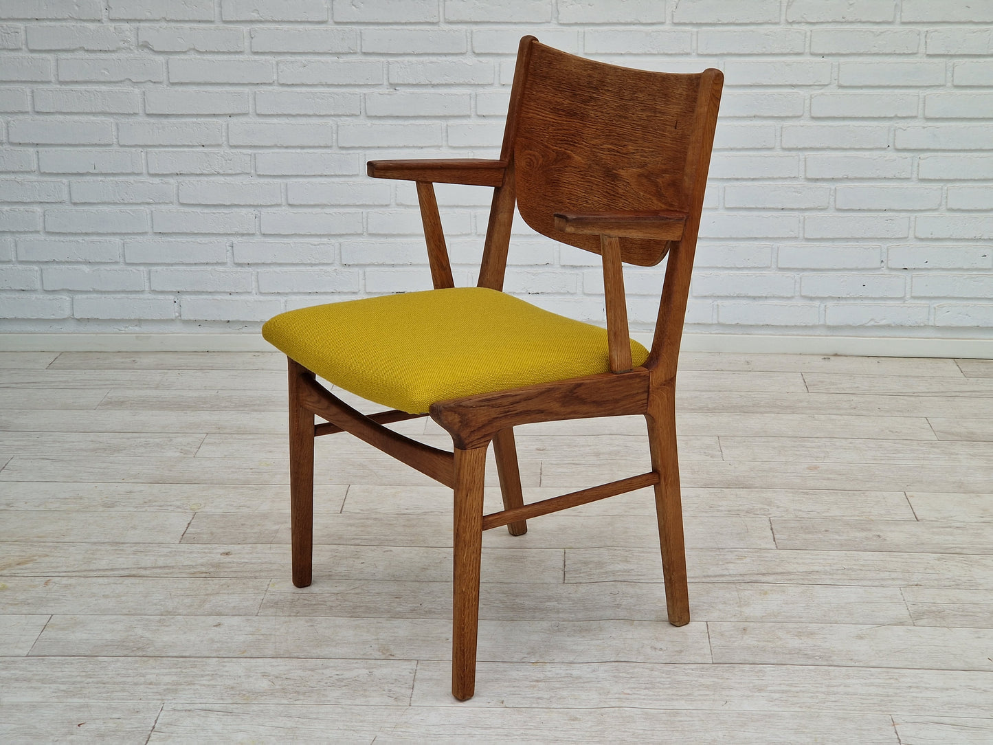 1960s, Danish design, restored armchair, Kvadrat wool, oak wood.