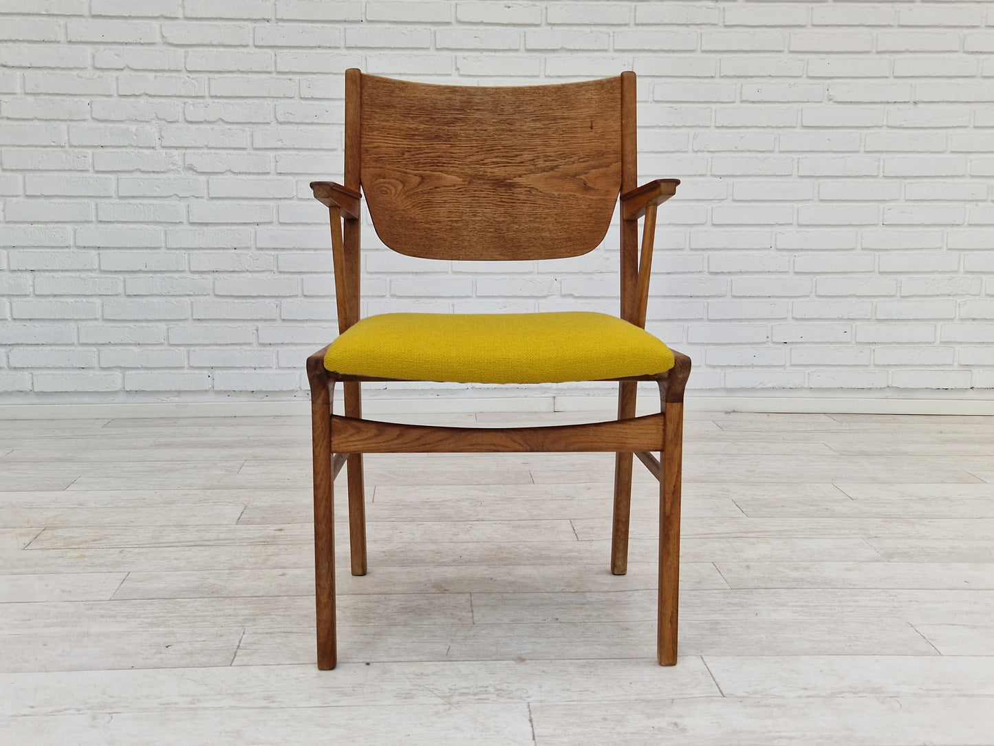 1960s, Danish design, restored armchair, Kvadrat wool, oak wood.