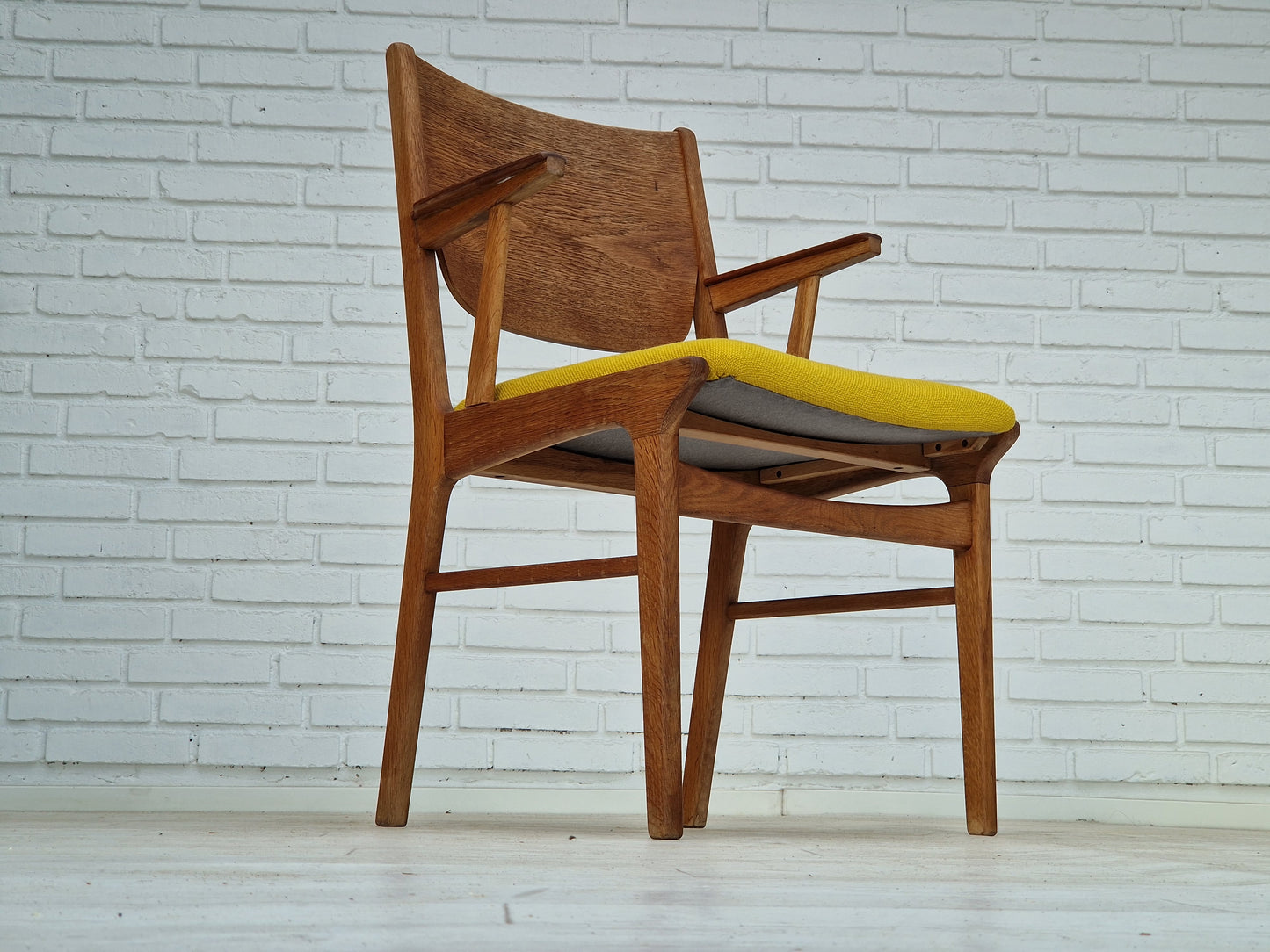 1960s, Danish design, restored armchair, Kvadrat wool, oak wood.