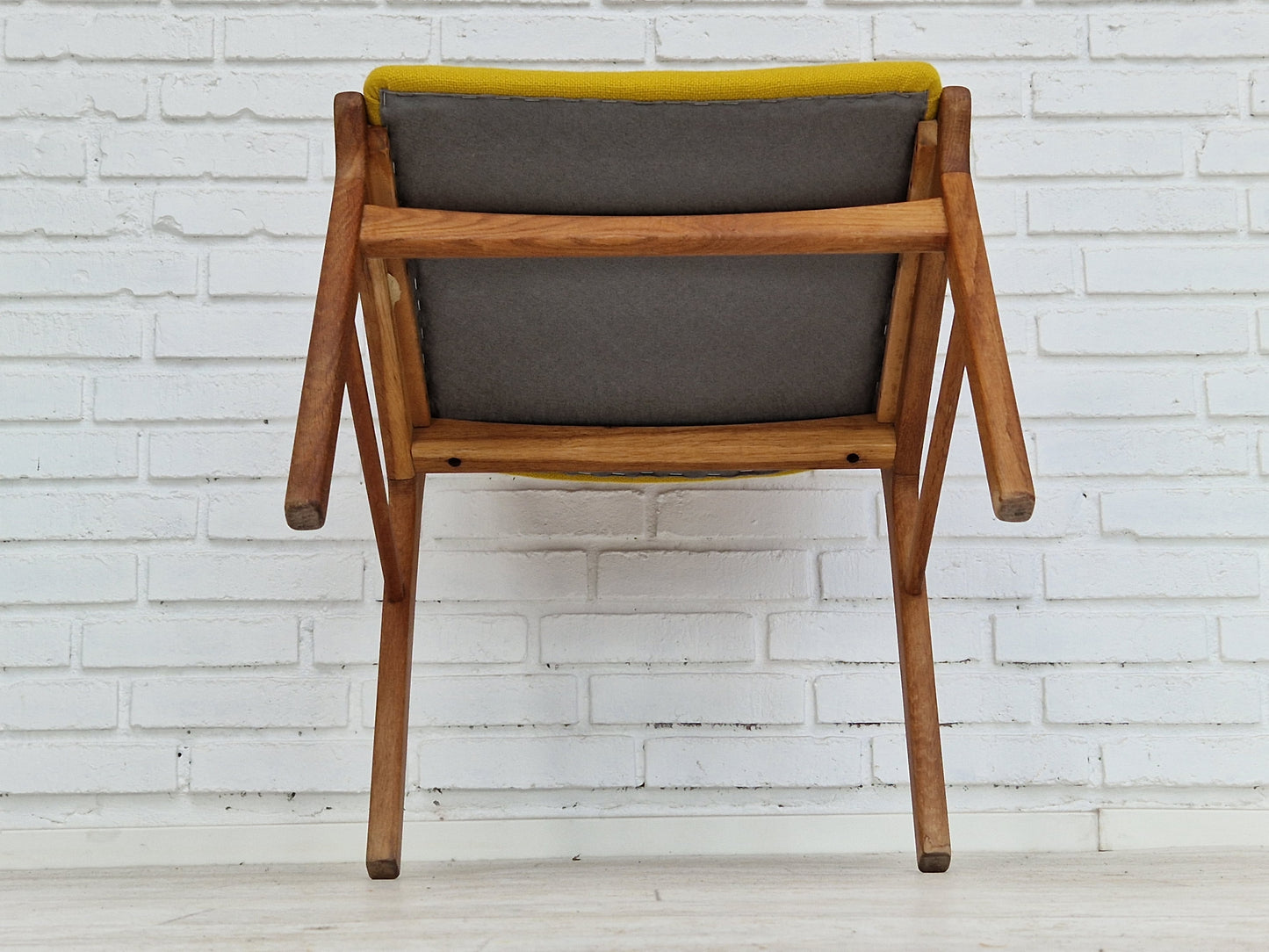 1960s, Danish design, restored armchair, Kvadrat wool, oak wood.