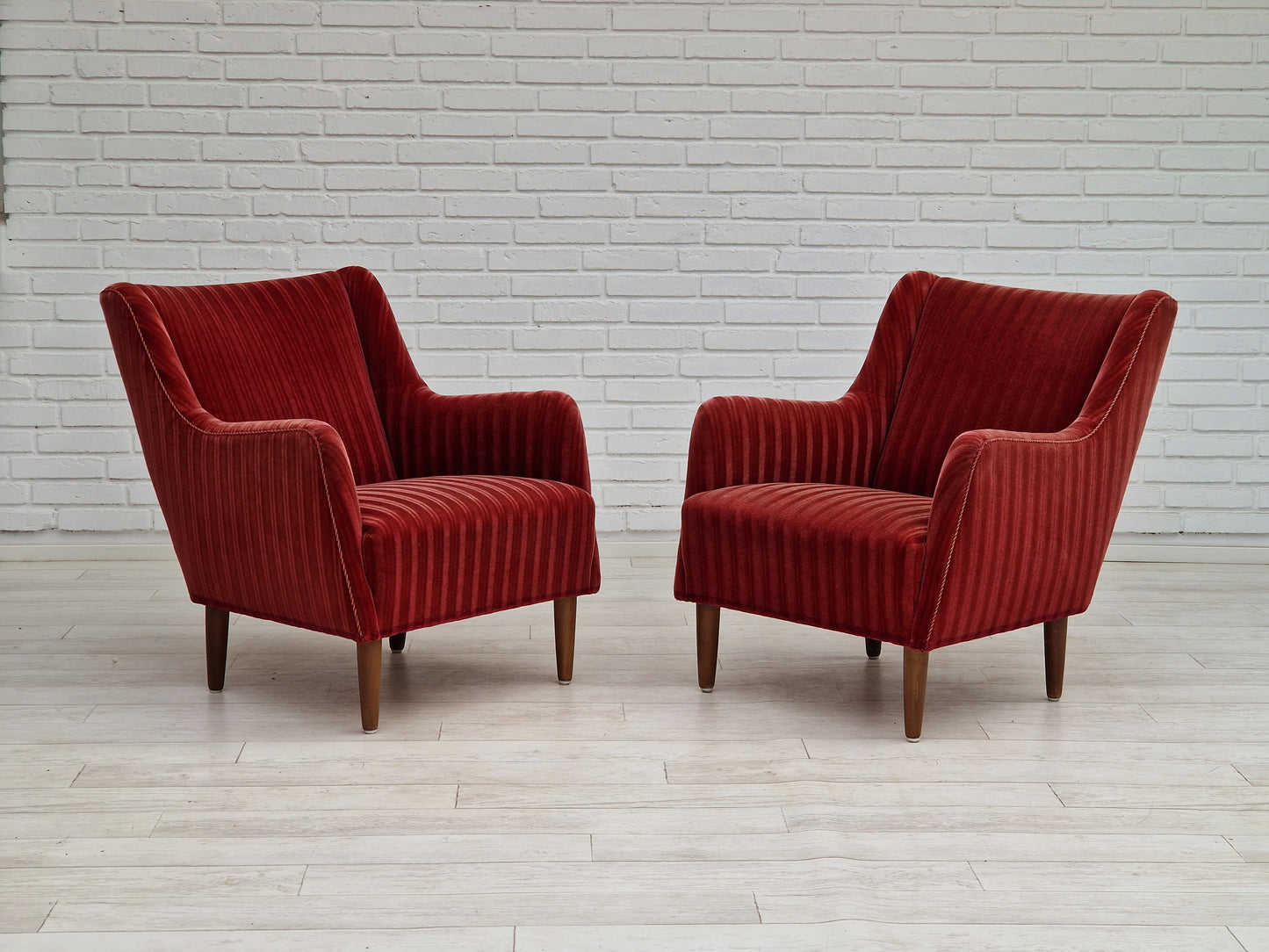 1960s, Danish design, set of 2 armchairs, velour, original very good condition.