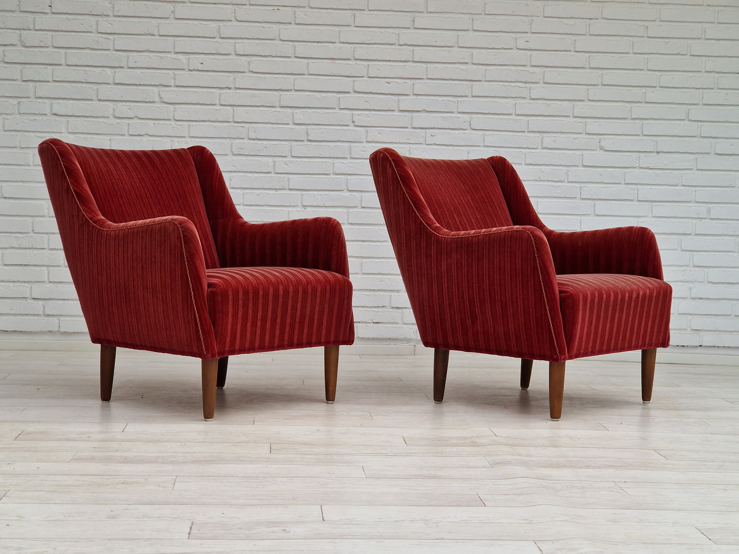 1960s, Danish design, set of 2 armchairs, velour, original very good condition.