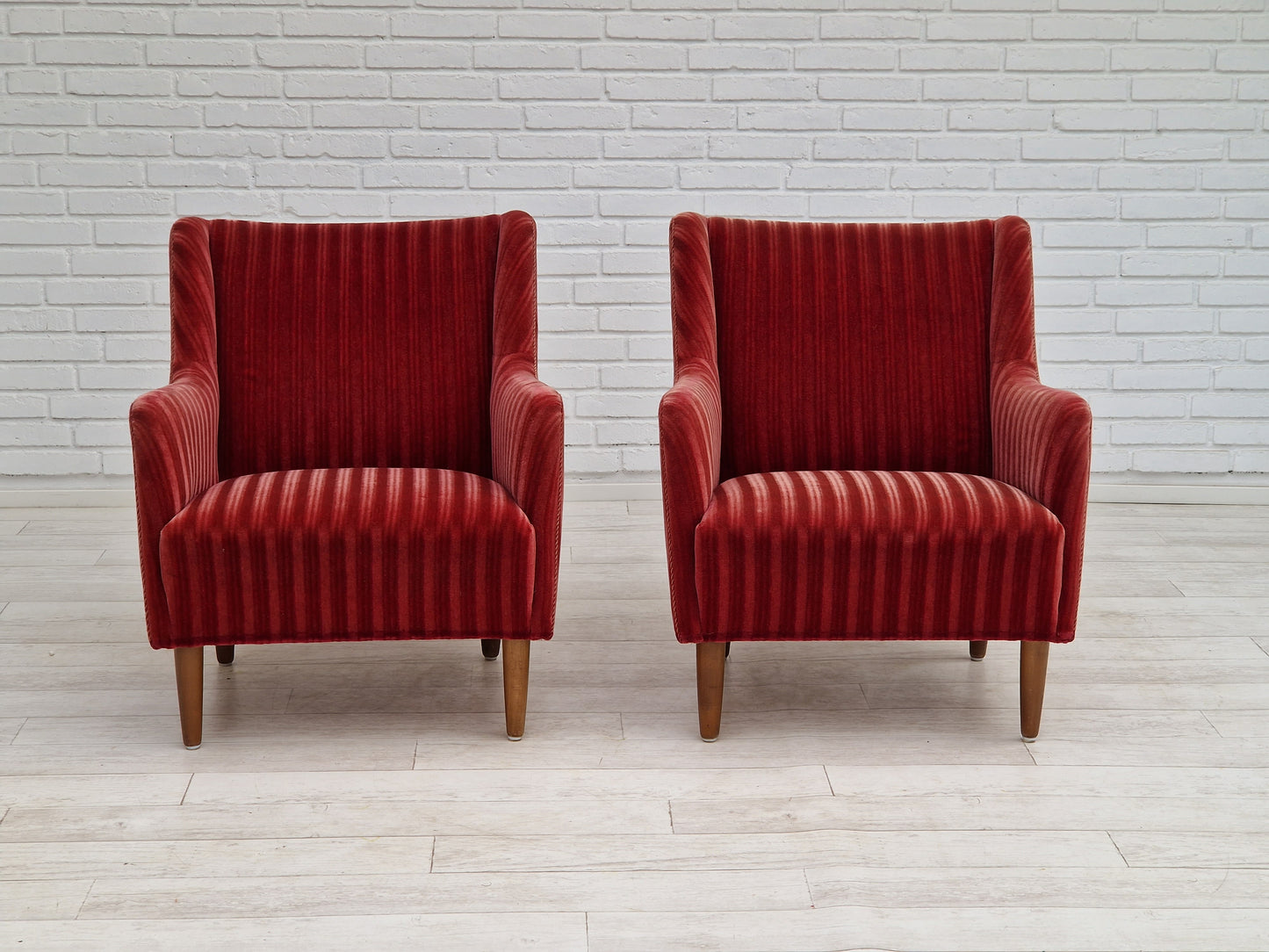 1960s, Danish design, set of 2 armchairs, velour, original very good condition.