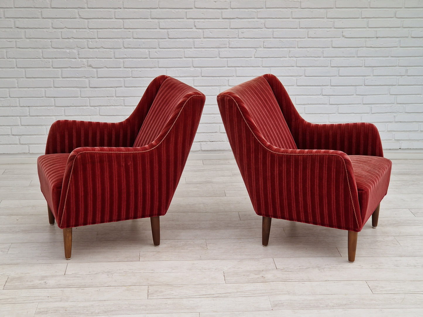 1960s, Danish design, set of 2 armchairs, velour, original very good condition.