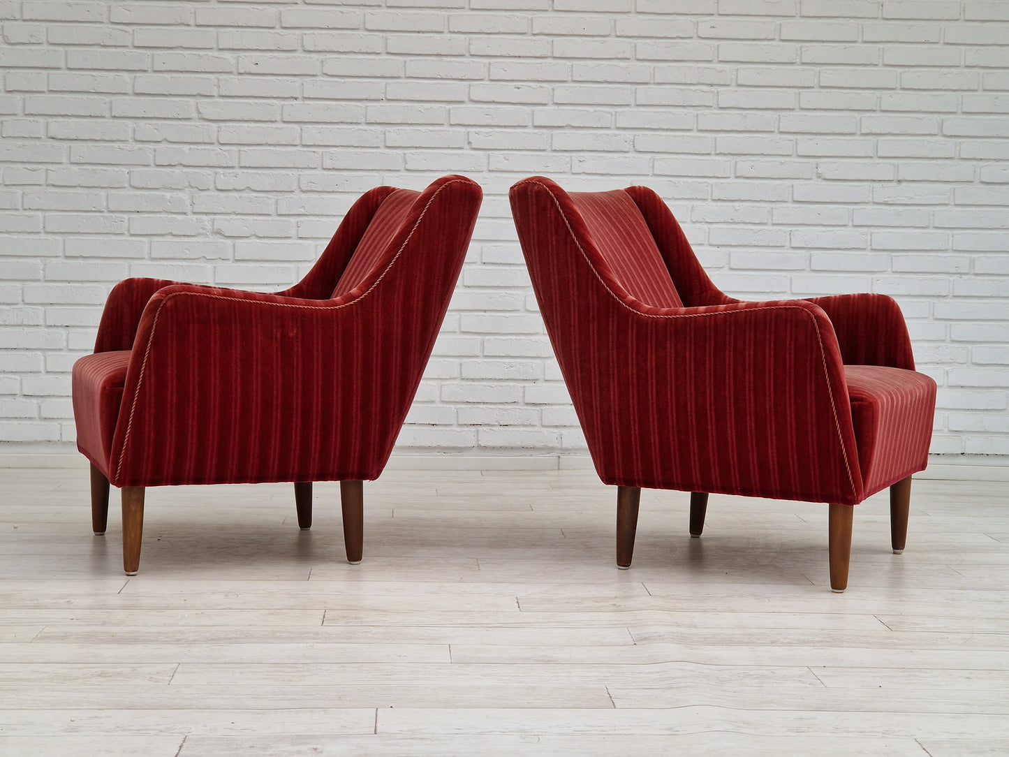 1960s, Danish design, set of 2 armchairs, velour, original very good condition.