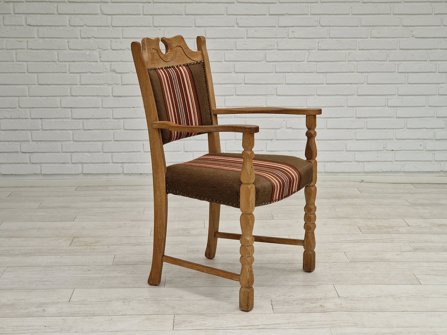 1960s, Danish design, armchair, oak wood, furniture wool.