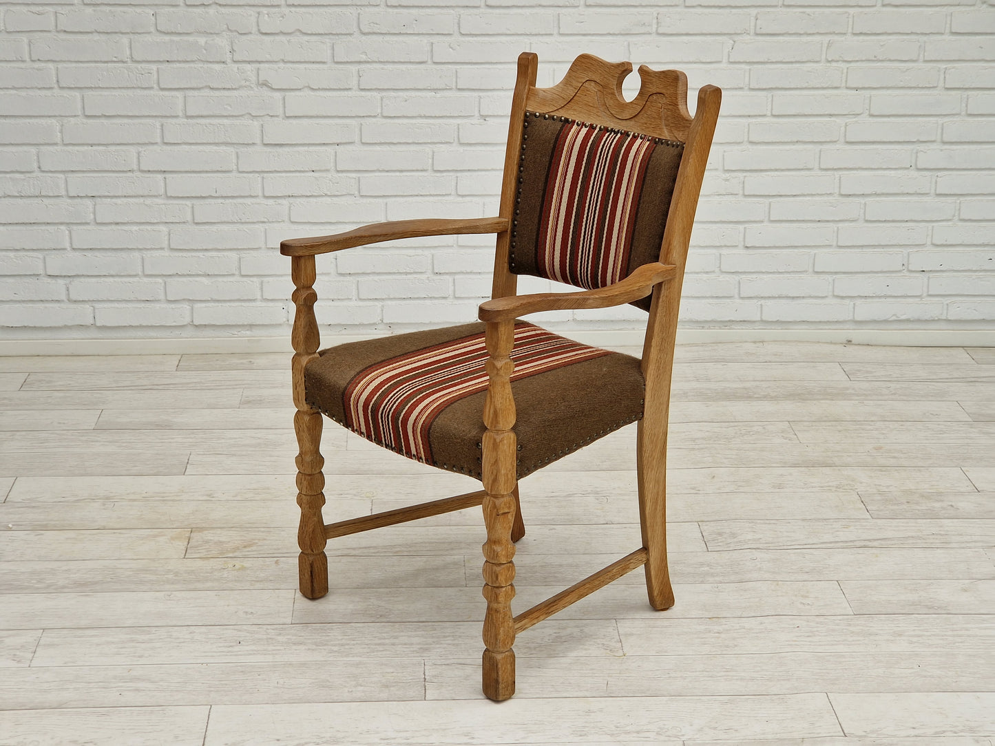 1960s, Danish design, armchair, oak wood, furniture wool.