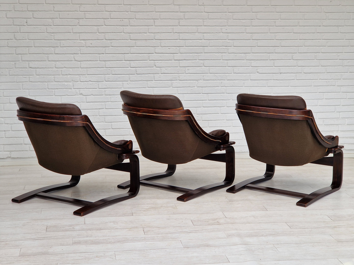 1970s, brown leather lounge chair by Ake Fribytter for Nelo Sweden.