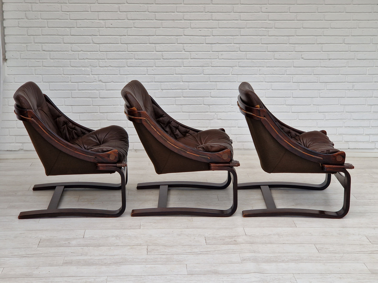 1970s, brown leather lounge chair by Ake Fribytter for Nelo Sweden.