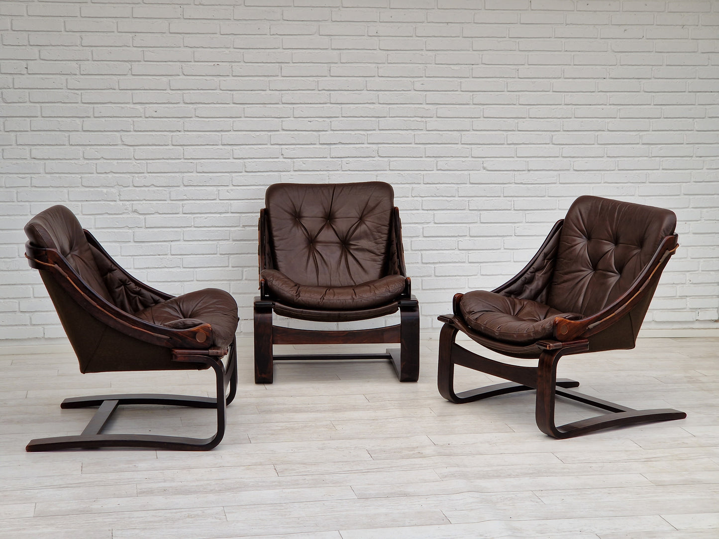 1970s, brown leather lounge chair by Ake Fribytter for Nelo Sweden.